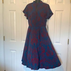 Modcloth Teal w Red Paisley Dress